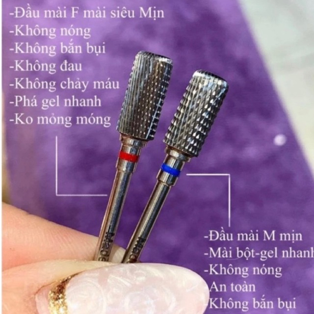 Đầu mài chuẩn titan,phá bột ,phá gel bo viền xanh ,bo viền đỏ