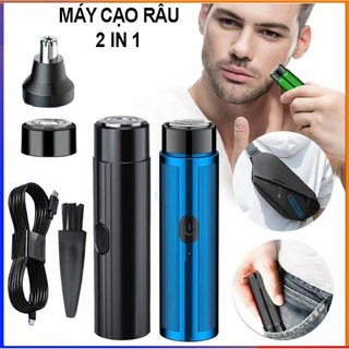 Máy cạo râu kiêm cắt lông mũi lưỡi xoay dùng pin sạc lại thiết kế siêu đẹp nhỏ gọn bỏ túi