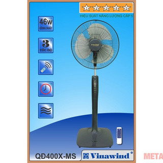 Quạt cây đứng Vinawind QĐ400X-MS -quạt có điều khiển từ xa điện cơ thống nhất tôt,khoẻ,đẹp,giá rẻ-bảo hành 12 tháng