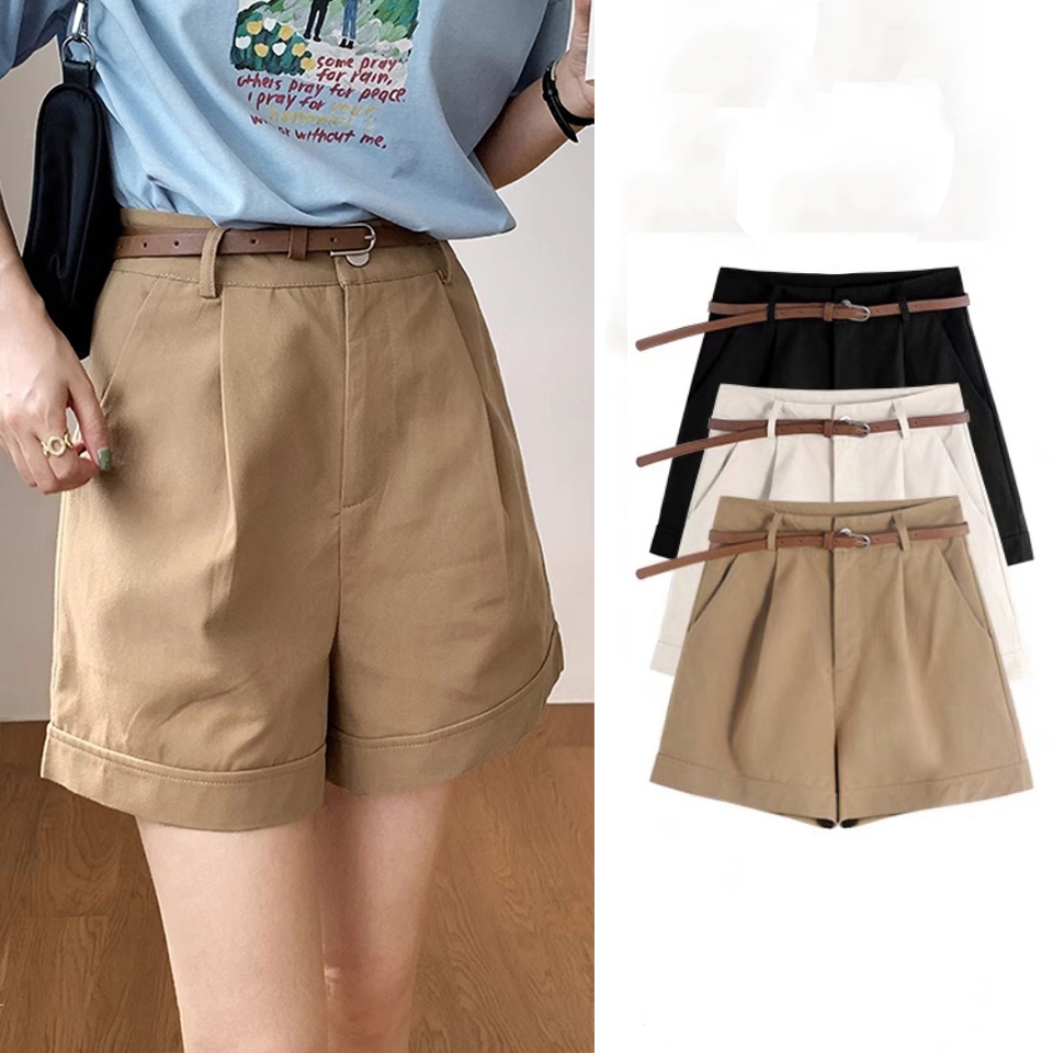 Quần short nữ Kaki cạp cao phối viền mẫu mới phong cách teen Hàn Quốc M36 | BigBuy360 - bigbuy360.vn