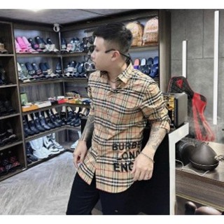 Áo Sơ mi unisex nam nữ BBR kẻ caro nâu mặc đôi cực chất, chất liệu vải thoáng mát siêu hot kẻ vàng