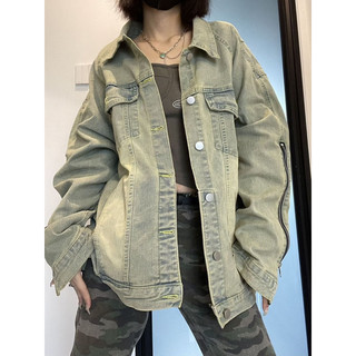 Áo khoác denim jacket tay khoá kéo kiểu dáng basic nam nữ hàng qccc