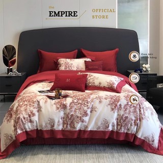 Bộ chăn ga gối nệm set 4 món sateen vải mát mịn EMPIRE cao cấp chuyên dùng cho phòng cưới đám cưới sang trọng.