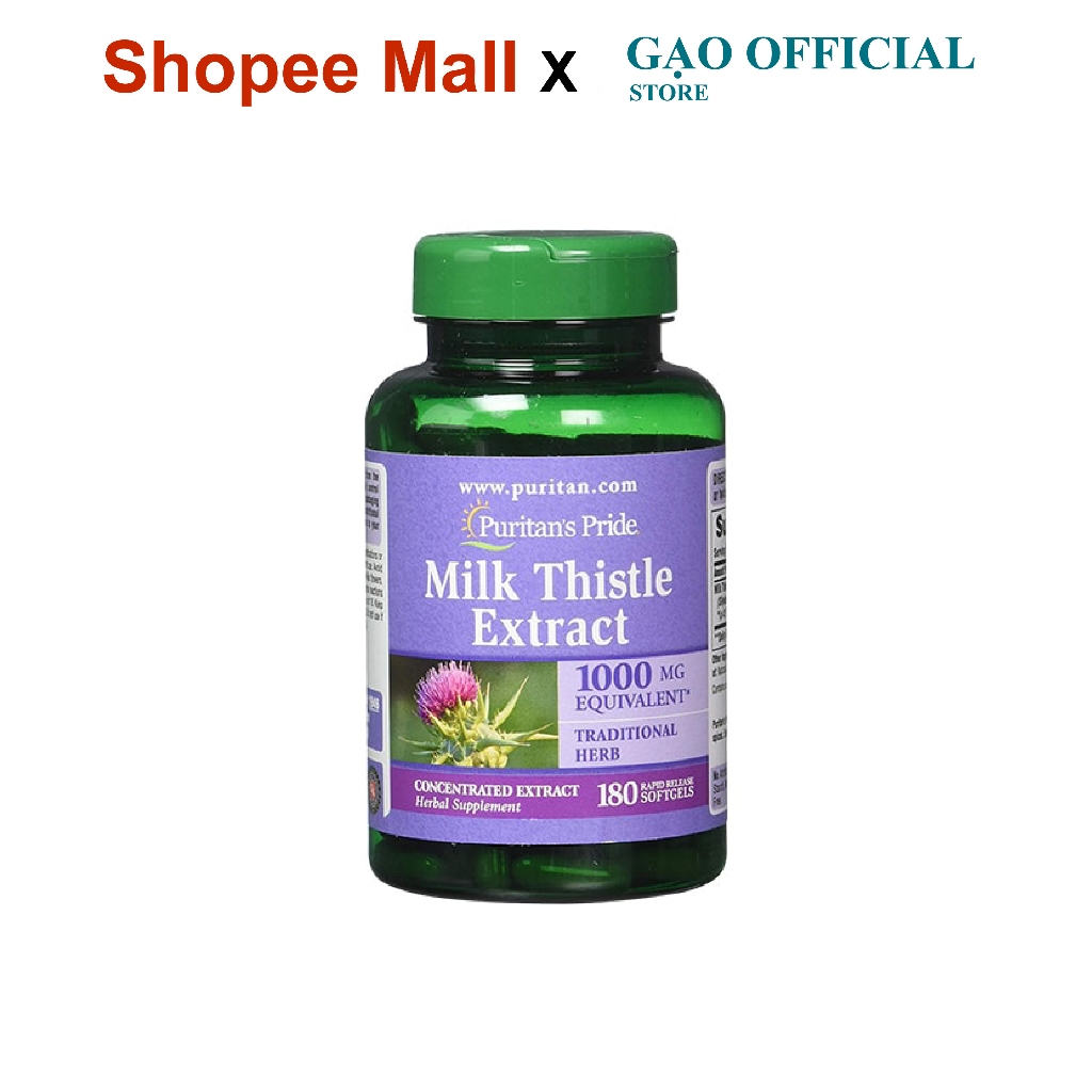 Bổ gan Milk Thistle Extract Puritan's Pride 1000mg 180 viên của Mỹ