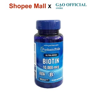 Viên Uống Ultra Mega Biotin 10000mcg Puritan's Pride 100 viên của Mỹ, Hỗ trợ mọc tóc nhanh, giảm rụng tóc