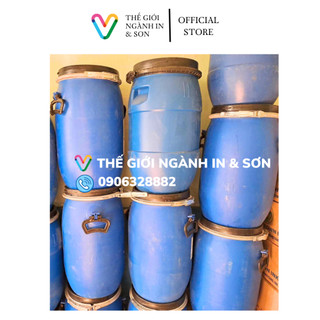 Thùng phi nhựa 30 lít có đai nhựa, thùng đựng nước, thùng phuy xanh, mới 90%