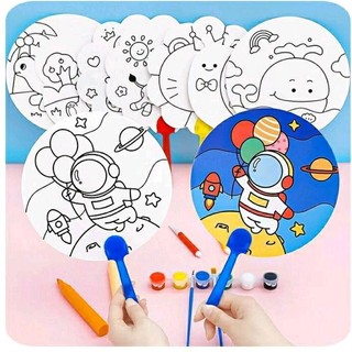 Quạt giấy tô màu sáng tạo quà tặng thủ công cho bé