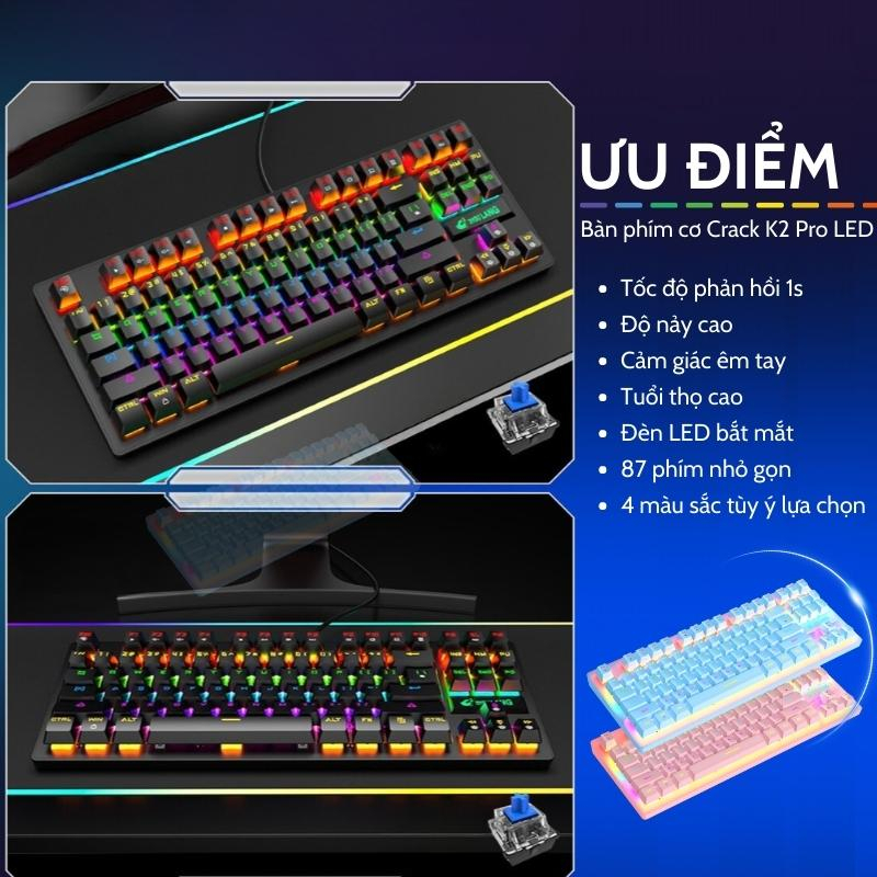 Bàn Phím Cơ Máy Tính TZ87 PRO Led RGB 10 Chế Độ Khác Nhau, Chơi Game Dùng Văn Phòng Cực Đã