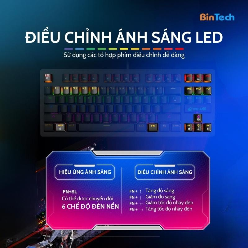 Bàn Phím Cơ Máy Tính TZ87 PRO Led RGB 10 Chế Độ Khác Nhau, Chơi Game Dùng Văn Phòng Cực Đã