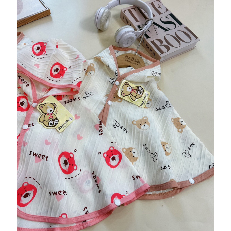 Áo chống nắng cho bé trai bé gái , áo choàng nắng chất đũi gân gấu siêu đáng iu cho bé