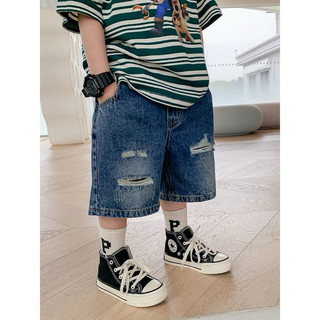 Quần Short Rách Đùi Demin Jean thời trang jeans cho bé Trai from rộng Từ 10kg - 40kg