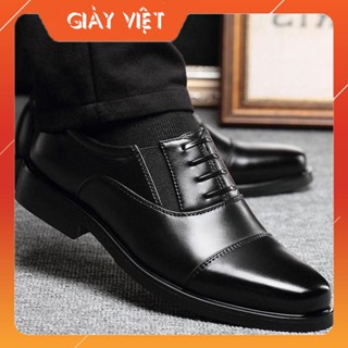 Giày tây nam công sở kiểu giả dây, đế cao su, đế khâu chắc chắn, đế cao 4cm phong cách GV414GD