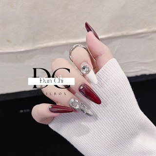 Nailbox Móng Úp Thiết Kế Sẵn Mẫu Đỏ Đính Charm Đá
