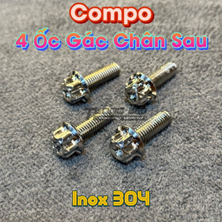 [ HOT ] COMPO 4 Ốc Gác Chân Sau 8li25 Trụ Salaya Inox 304 Cho Exciter , Raider , Satria , Winner ...