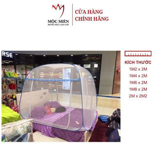 Mùng chụp tự bung đỉnh rộng mộc miên 1 cửa không viền chân