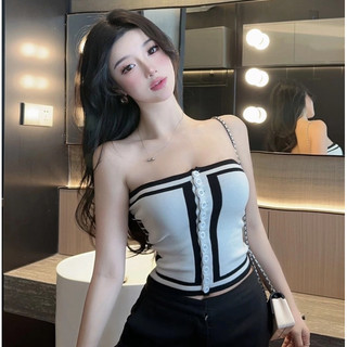 Áo Ống Dệt Kim Tay Ngắn Hở Vai Màu Thời Trang Dành Cho Bạn Nữ