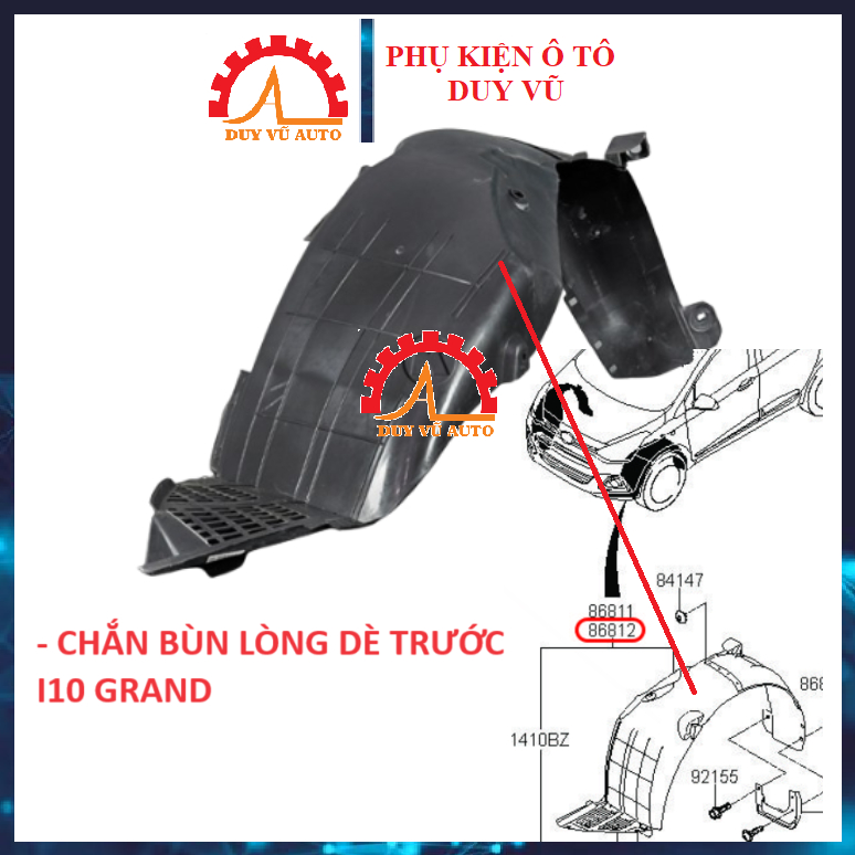 I10 GRAND CHẮN BÙN LÒNG DÈ TRƯỚC, CHẮN BÙN TAI XE I10 GRAND 2014-2017 2018-2021
