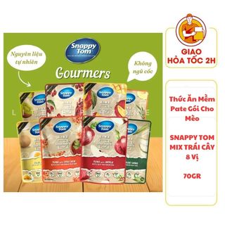 (CÓ QUÀ TẶNG) Thức Ăn Mềm Pate Gói Cho Mèo SNAPPY TOM Mix Trái Cây - 8 Vị - 70GR