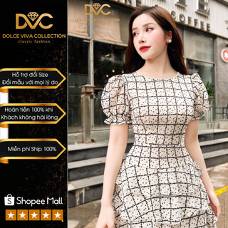 Váy Họa Tiết Kẻ Chấm Bi Xếp Tầng Phong Cách Nữ Tính, Nhẹ Nhàng V4550 - Thương Hiệu DVC