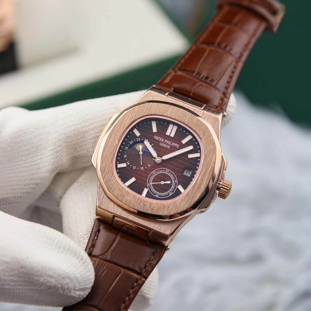 Đồng Hồ Nam Dây Da Patek Philips Viền Phay Xước, Hiển Thị Lịch Ngày, Chống Xước Tốt - Bảo hành 1 đổi 1