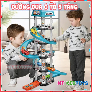 Đồ chơi lắp ráp mô hình cầu trượt xe đua 5 tầng Bãi đậu xe đua đường phố đua xe cao cấp cho bé