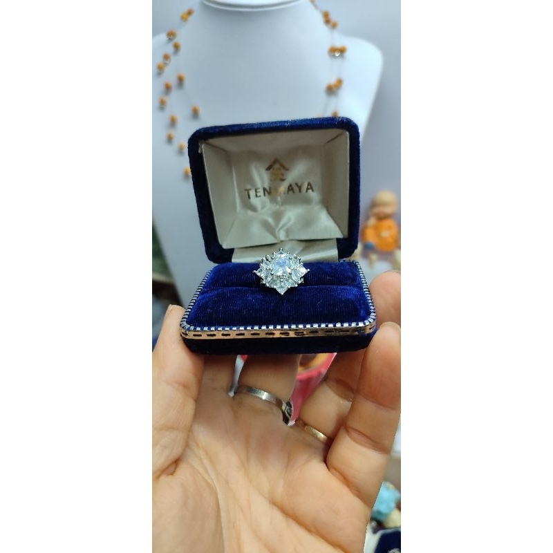 Nhẫn đá trắng,khung 925_ si Nhật