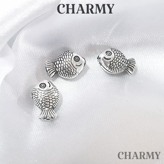 Charm động vật xỏ ngang họa tiết CBV432, Bạc 925 - Cá chép, Phụ kiện trang sức làm vòng tay - Charmy