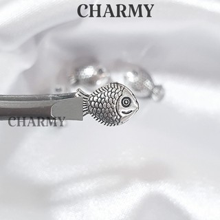 Charm động vật xỏ ngang họa tiết CBV432, Bạc 925 - Cá chép, Phụ kiện trang sức làm vòng tay - Charmy