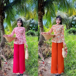 Sét bà ba cổ tròn,ba ba viền ngọc,bà ba tay dài xinh xắn