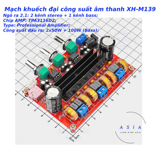 Mạch khuếch đại công suất âm thanh XH-M139 12V-24VDC TPA3116D2 2*50W+100W