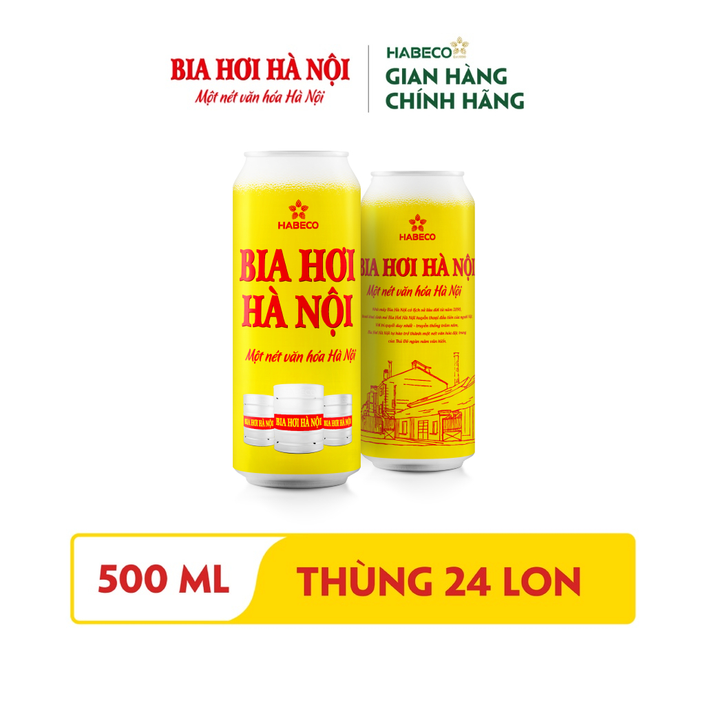 Thùng 24 lon Bia Hơi Hà Nội - HABECO (500ml/lon)