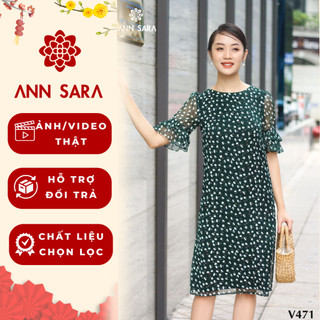 Đầm/váy suông dáng dài công sở màu xanh thanh lịch nhẹ nhàng ANN SARA dạo phố V471