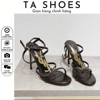 Sandal cao gót 9cm nữ tag dây Mảnh. Giày cao gót hở mũi tag đồng vàng fullbox Hàng Qc Loại 1 gót nhọn
