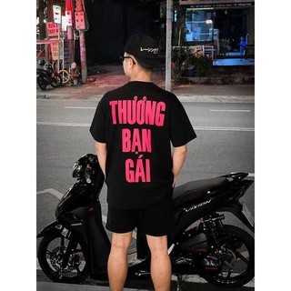 Áo thun nam nữ, áo cặp đôi in chữ hottrend THƯƠNG BẠN TRAI - THƯƠNG BẠN GÁI
