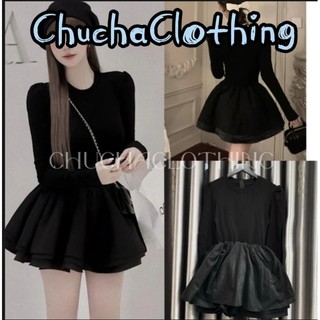 Đầm Dệt Kim Cổ Cao Màu Đen Thời Trang Thu Đông -Chuchaclothing