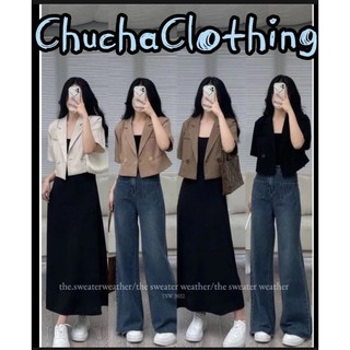 Áo Blazer vest nữ kiểu dáng croptop tay lửng dáng ngắn thanh lịch, sang trọng- Chuchaclothing