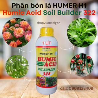 Phân bón lá Humic Acid 322 chai 1 lít, rễ phát triển, nảy chồi nhánh, xanh lá (Vườn Sài Gòn)