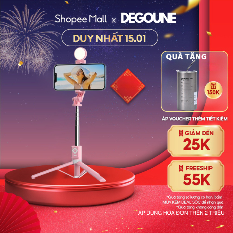 Gậy Chụp Ảnh 3 Chân B11S Thế Hệ Mới - Có Đèn Led Trợ Sáng - Nút Bluetooth Điều Khiển Từ Xa - Xoay 360 Độ - Tiện Lợi