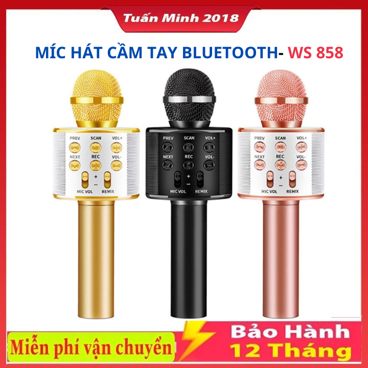 MIC HÁT CẦM TAY WS-858 TÍCH HỢP LOA , AM THANH SẮC NÉT , BASS CĂNG , HÁT CỰC HAY , BẢO HÀNH 121 THÁNG