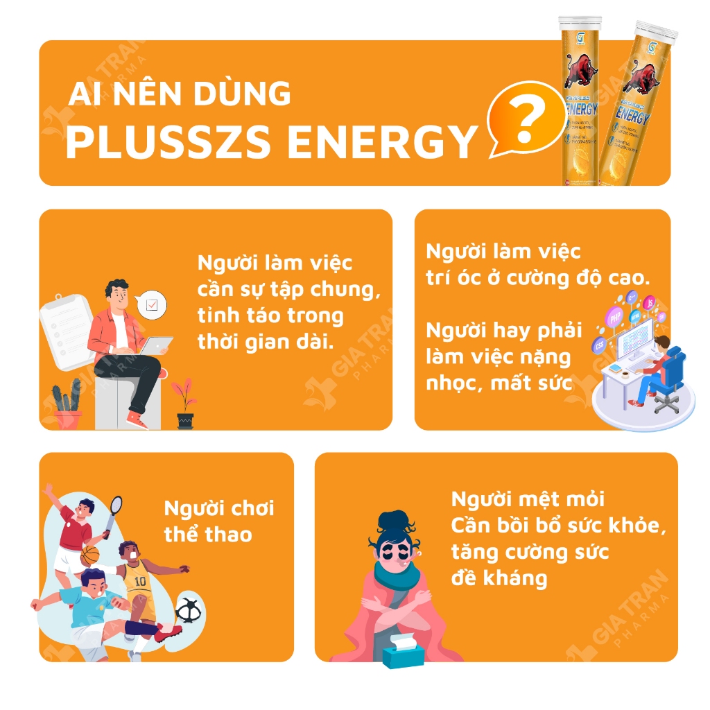 Viên Sủi Tăng Lực Plusszs Energy - Giúp cơ thể tỉnh táo, giảm mệt mỏi, tăng cường sức khoẻ (20 viên x 4g)