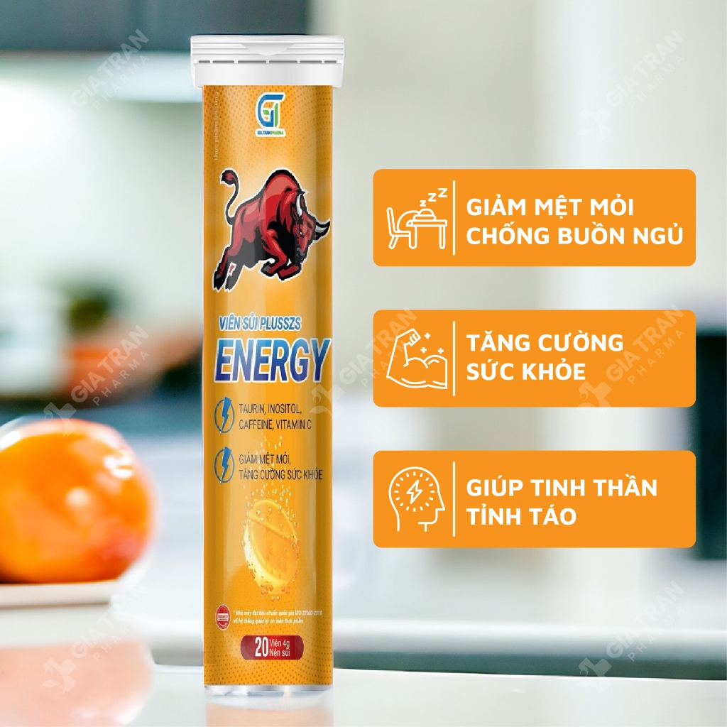 Viên Sủi Tăng Lực Plusszs Energy - Giúp cơ thể tỉnh táo, giảm mệt mỏi, tăng cường sức khoẻ (20 viên x 4g)