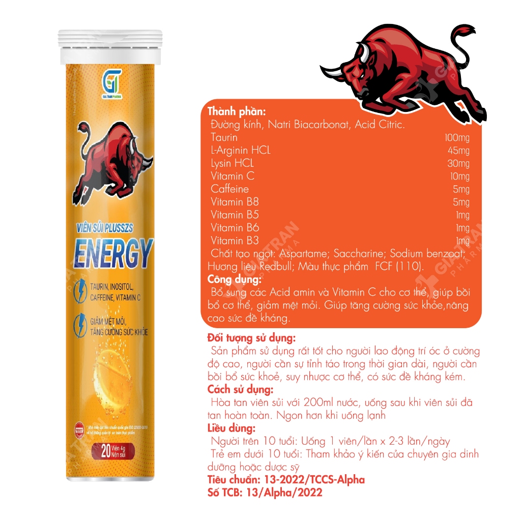 Viên Sủi Tăng Lực Plusszs Energy - Giúp cơ thể tỉnh táo, giảm mệt mỏi, tăng cường sức khoẻ (20 viên x 4g)