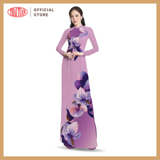 Vải Áo Dài Thái Tuấn - In Sắc Phương Nam Hoa Văn Màu Tím ASBR533014IBE