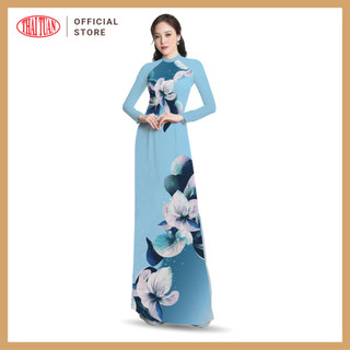 Vải Áo Dài Thái Tuấn In Sắc Phương Nam Màu Xanh ASBR533005IBE