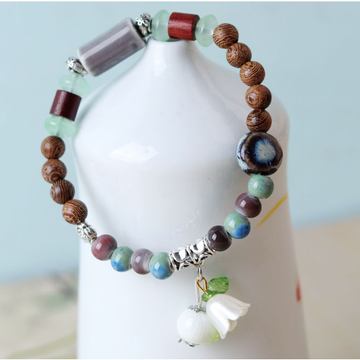 bp.store|Vòng tay gốm Nhật phối mix gỗ hương vintage