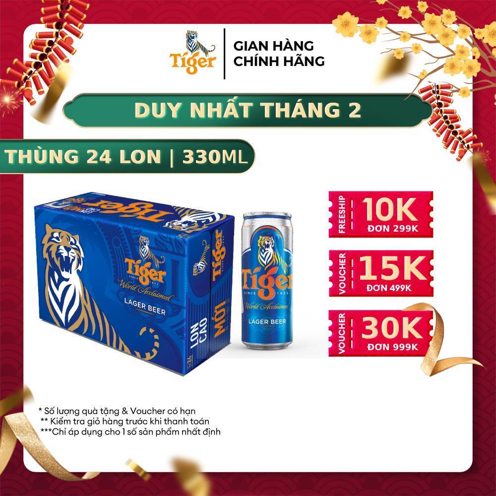 bia tiger nâu - thùng 24 lon*330ml-date xa-hàng chính hãng