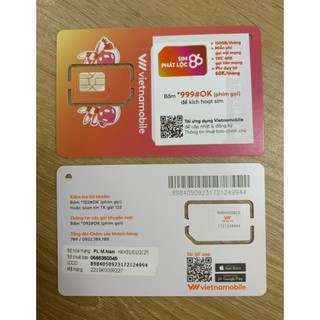 SIM VIETNAMOBILE PHÁT LỘC DATA 150GB/ THÁNG (miễn phí 1 tháng)