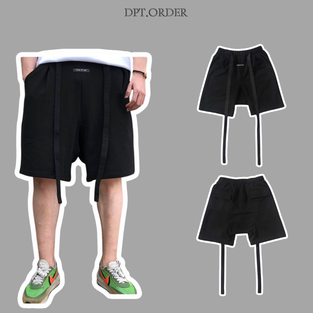 (Best Quality) Quần Fear Of God Full Black Nylon Drawstring Shorts Hàng Cao Cấp