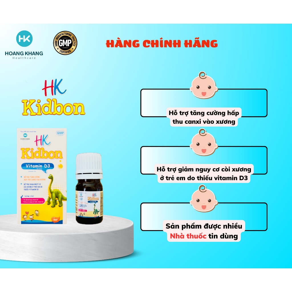 HK KIDBON hỗ trợ giảm còi xương , tăng hấp thu Canxi Hộp 5 ml