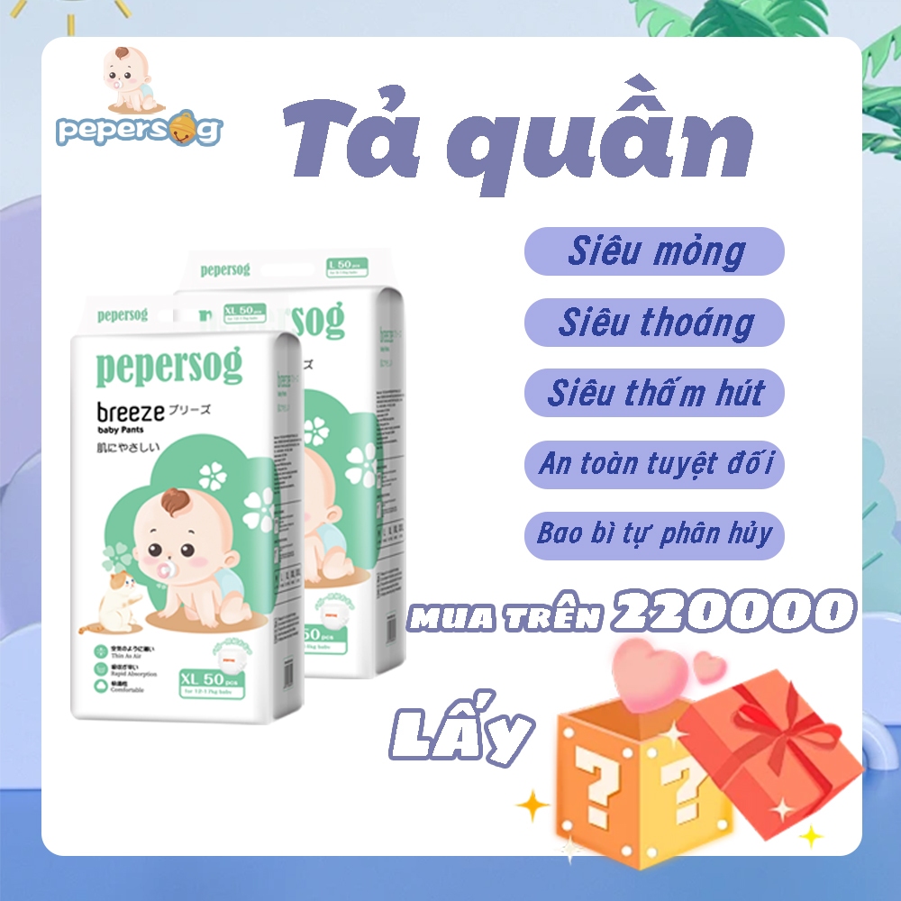 Combo 100 Pepersog Đây là tả quần Tã Bỉm Quần M/L/XL/XXL/XXXL Bỉm Quần Cao Cấp Tã Quần Cho Bé Trẻ Em Hấp Thụ 650ml